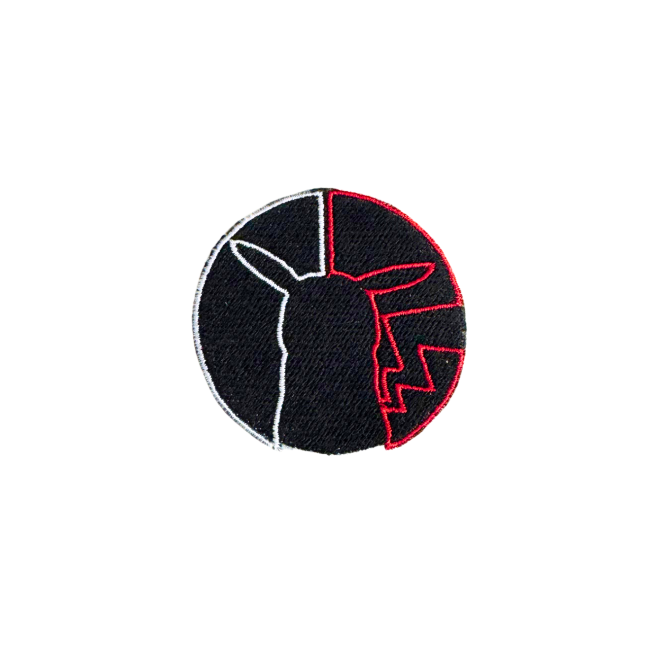 Embroidered iron-on patch featuring a cute electric mouse wearing a red cap, designed for hats, jackets, and bags.